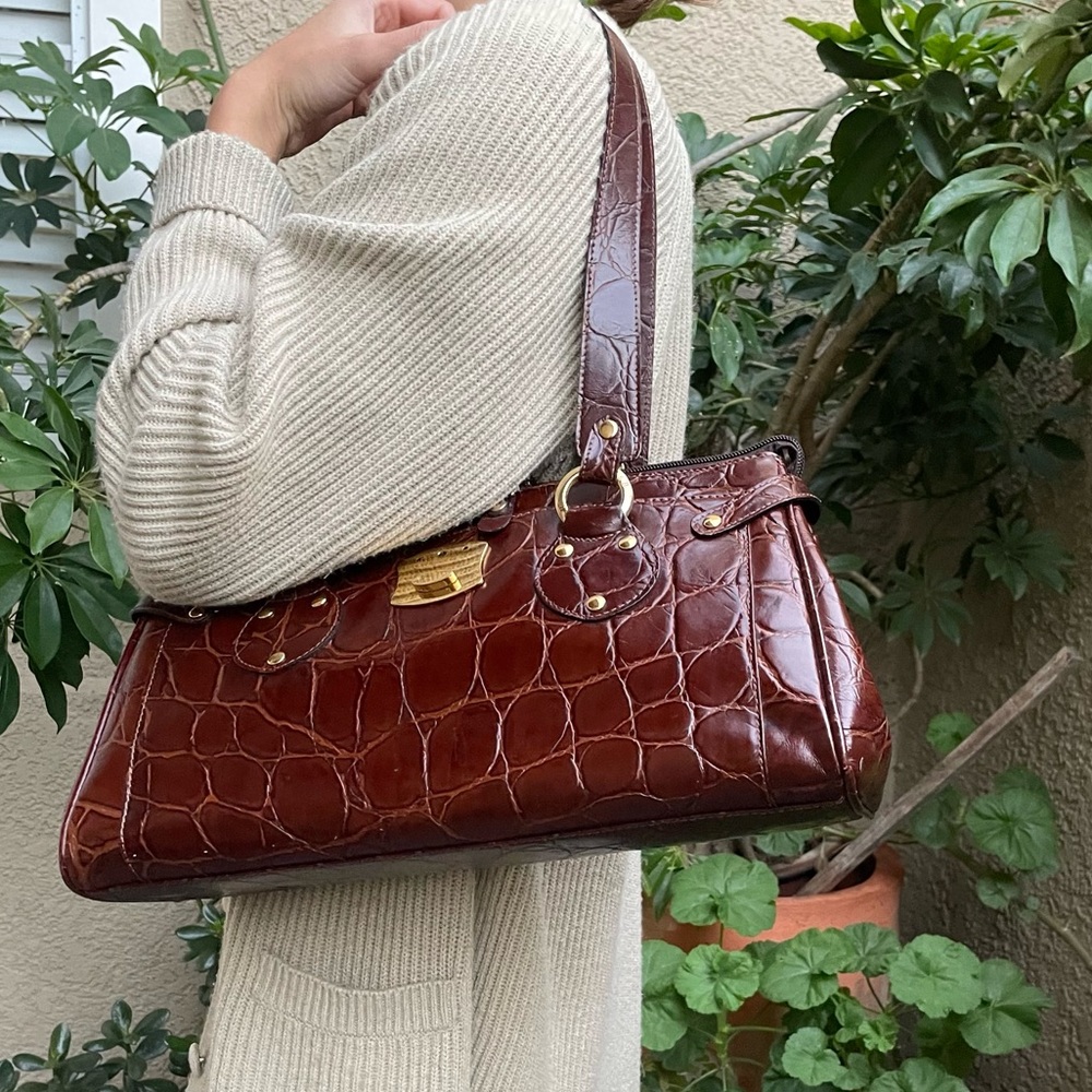 Vintage reddish brown/gold Boot’s n Bags leather bag